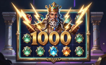 Gates of Olympus 1000 Slot mit goldenen Blitzen und Zeus im GambleZen Casino